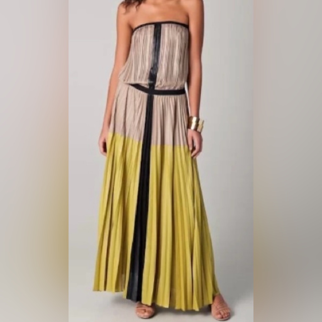 Bcbg Maxazria Lilyan Colorblock Maxi Pleated Dress
